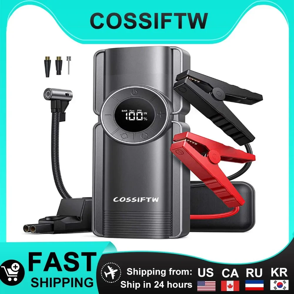 COSSIFTW portable jump starter rechargeable cordless car multi-function air pump compressor for car tire digital tyre inflators