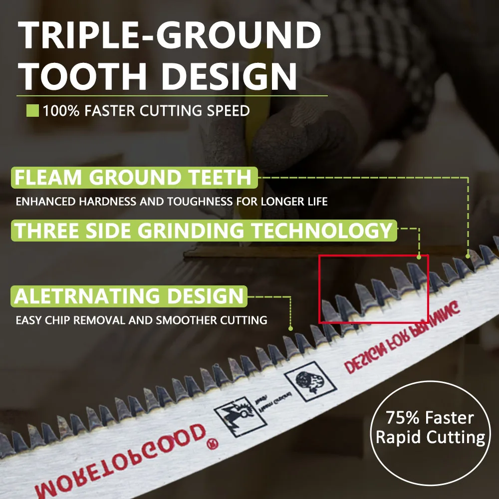 MORETOPGOOD 7T Arc Edge Reciprocating Saw Blade, Japanese Teeth with Curved Edge Wood Pruning Saw Blades for Tree Trimming, 3pcs