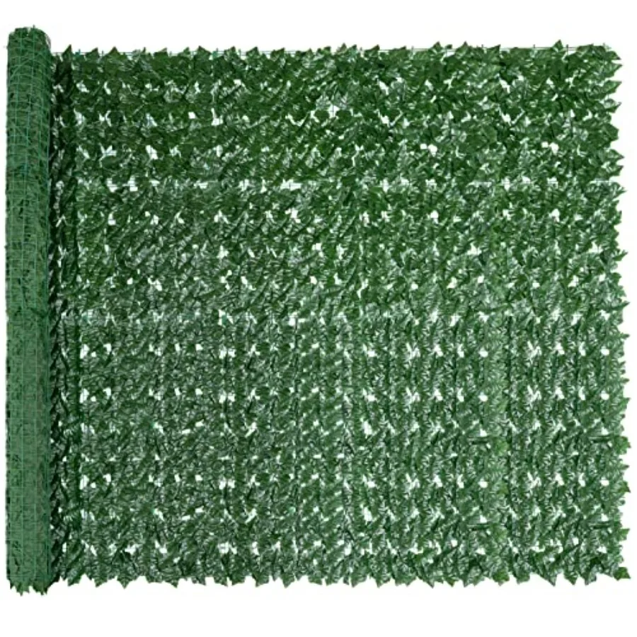 

Искусственный забор-экран из плюща для уединения - 80x120 дюймов, УФ-защита, имитация листьев и лозы - для патио, балкона, сада, двора, зеленый