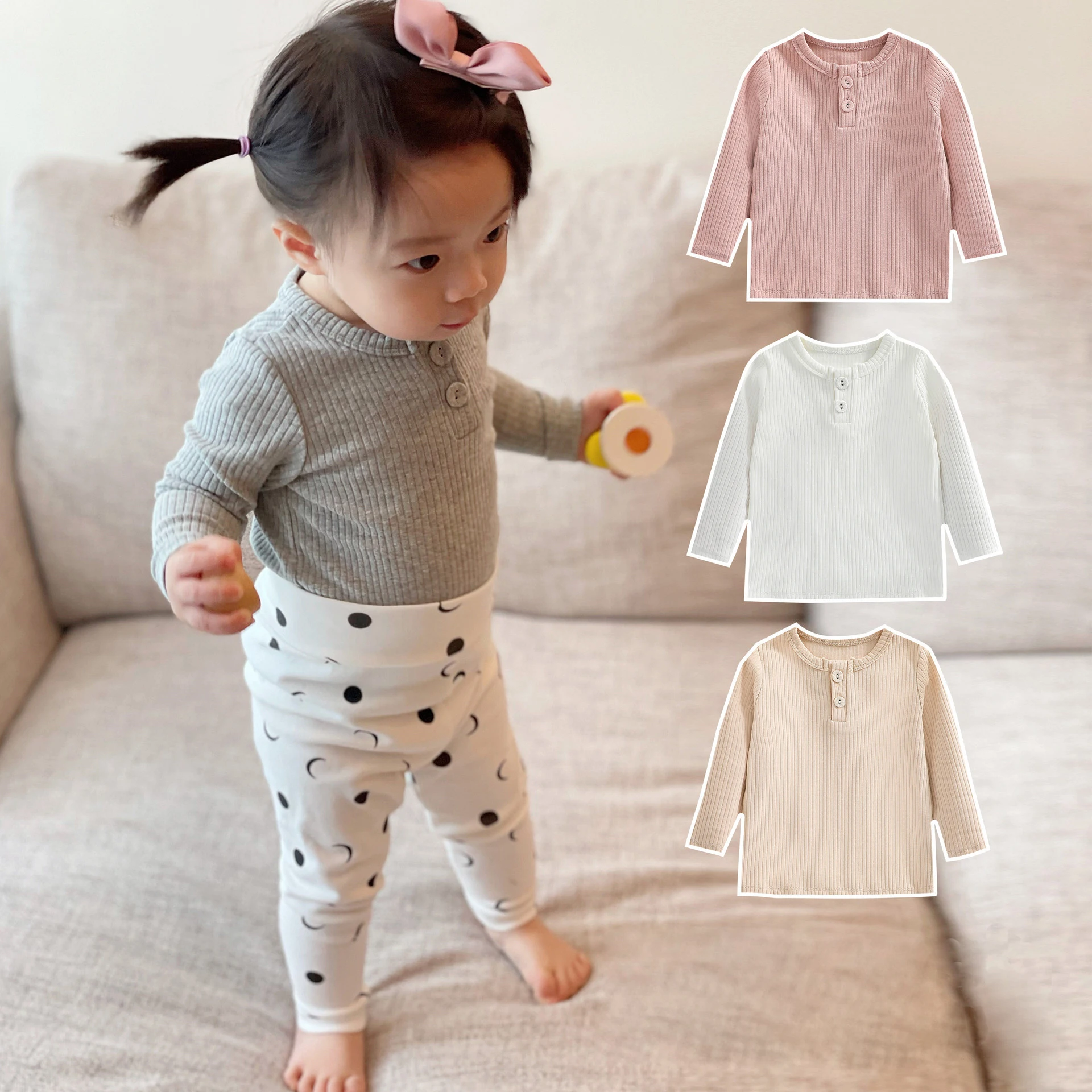 Toddler Kids Baby Boys Girls Clothes Spring Cotton T Shirt Long Sleeve t-shirt Children Tops Infant Outfit Garment Bodysuit