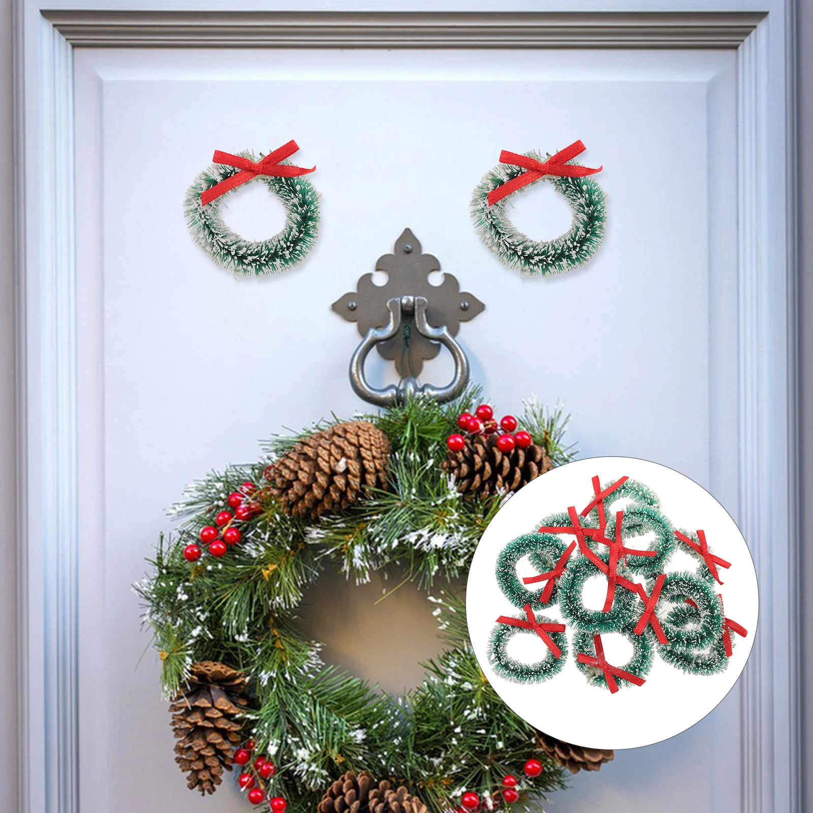 

10Pcs Mini Christmas Wreaths Small Indoor Ornaments for Holiday Craft Decorations Winter Tree Hanging Ornaments