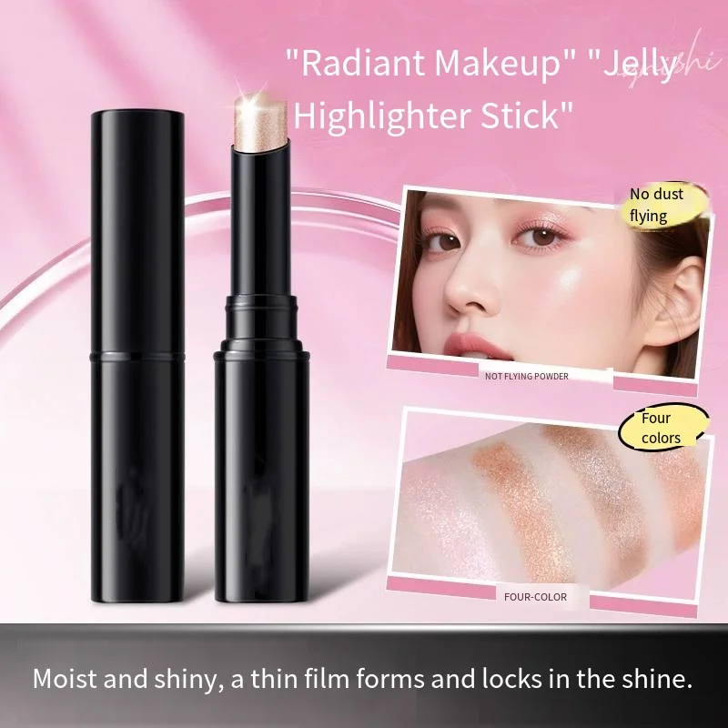 Waterproof Jelly Eyeshadow Stick Shimmer Glitter Long-Lasting Creamy Eye Shadow Pen Highlighter Makeup for Novice Beginners