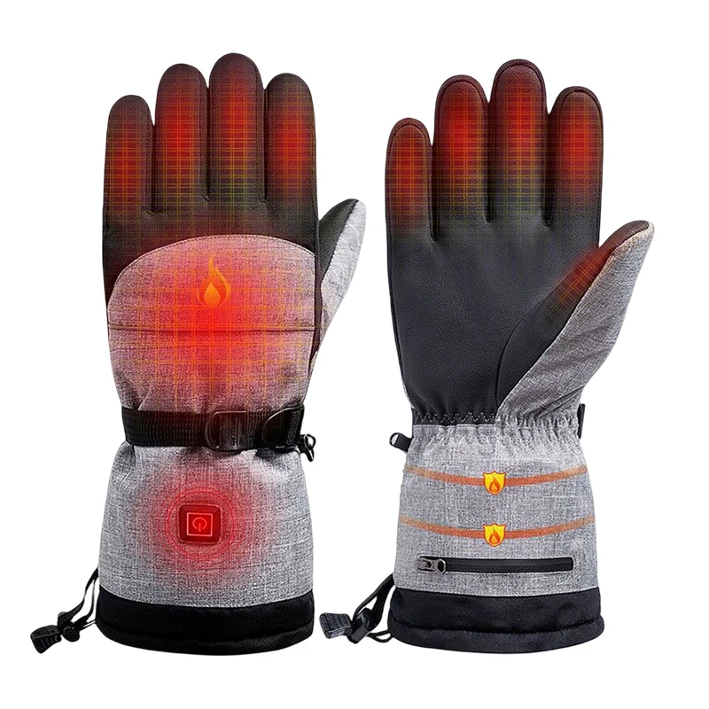 2026 Winter Warm Self Heating Waterproof Cotton Touchscreen Compatible Ski Heated Gloves Rechargeable Electric Battery for Men W