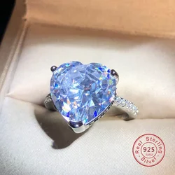Wedding Bride Heart Love RomanticJewelry Super Big Zircon SIlver Color Ring for Women Nice Engagement Christmas Gifts