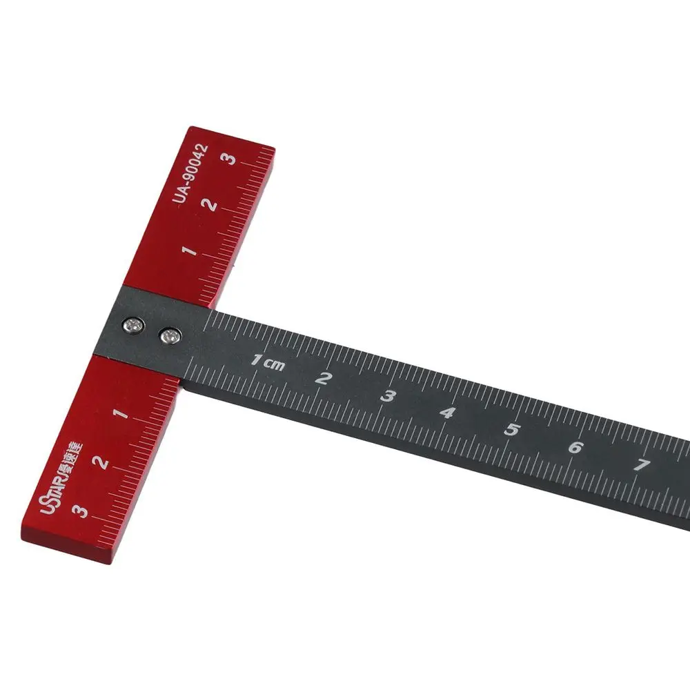 Scribing 6 inch T-Ruler Aluminum Alloy Silver & Red Scale Ruler Positioning Ruler DIY Hobby Model Making Tools