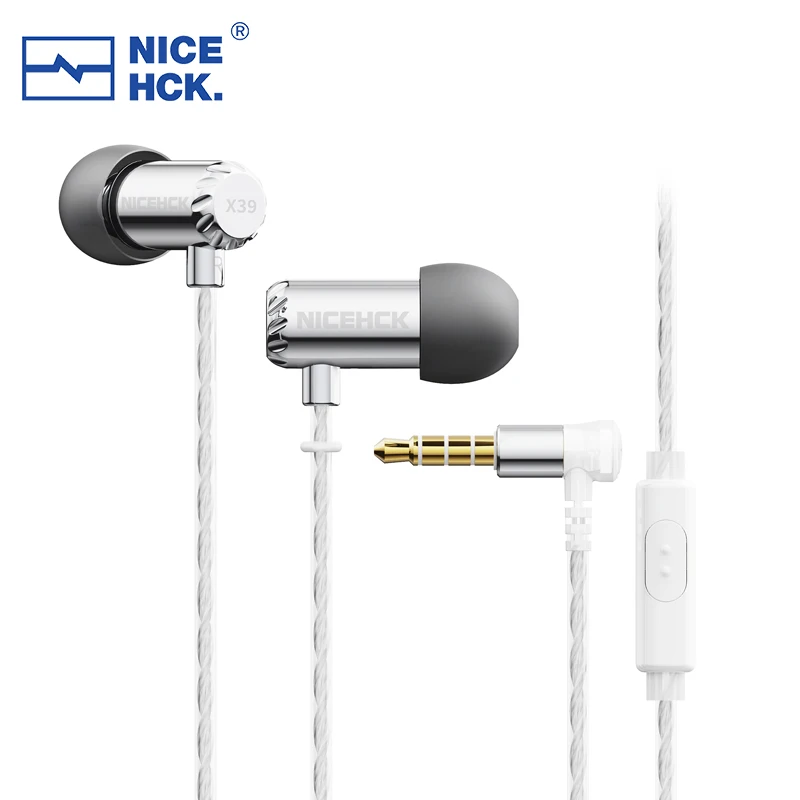 NiceHCK X39 CNC Aluminum Alloy Shell HIFI Microphone Earbud 6mm Titanium Plated Dynamic Headset Bass Vocal Music In-ear Earphone