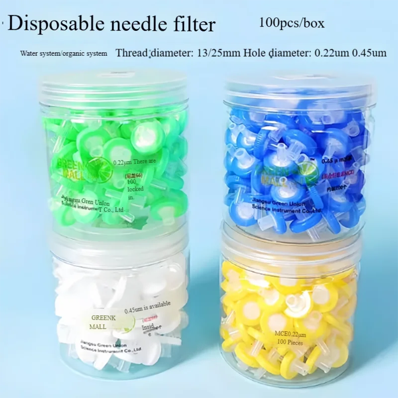 

100PCS Disposable syringe filter water system MCE/nylon organic 13/25mm0.22um 0.45um