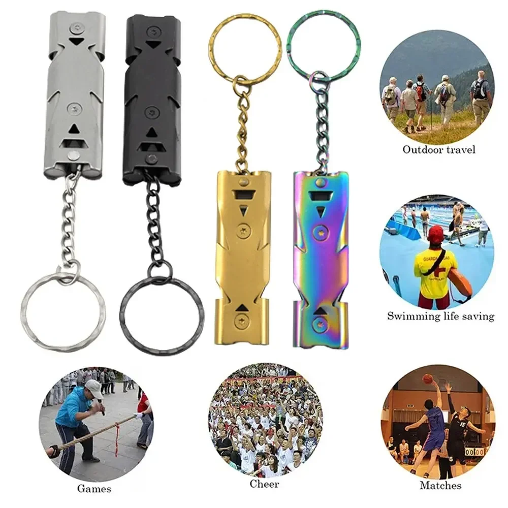 

Portable Double Tube Survival Whistle High Decibel 150-180DB Emergency Keychain Pendant Loud Whistle Blower Outdoor Camping Tool
