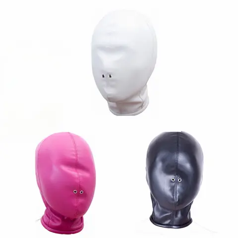 Fetish Cosplay Sexy Leather Hood Exotic Full Face Mask for Women Men Cosplay Party Games Mysterious Mask Halloween Costumes