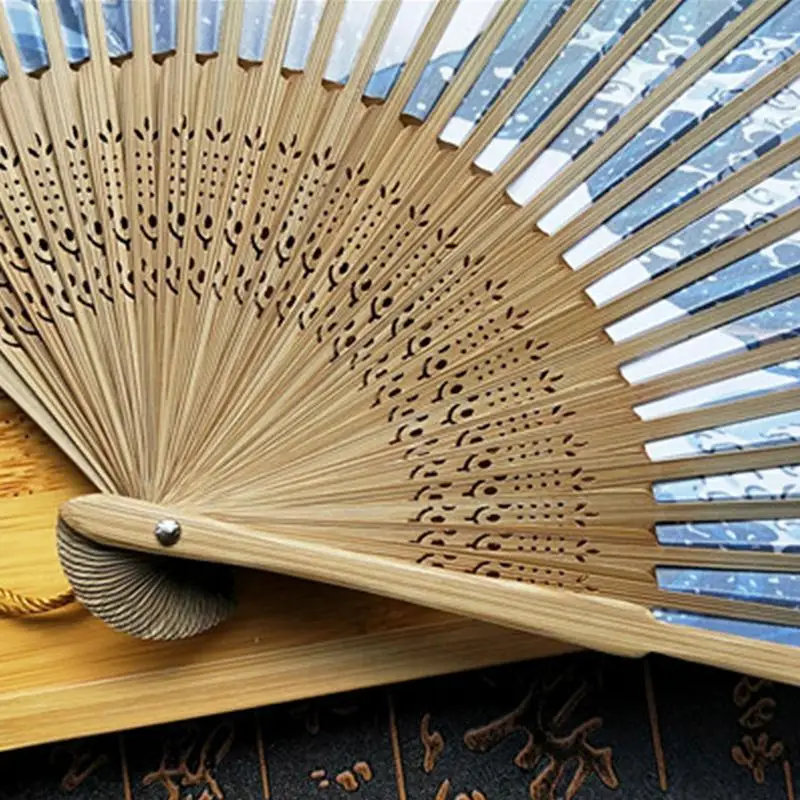 Japanese Style Silk Hand Fan Kanagawa Waves Folding Fan Wedding Party Decoration Gifts Home Wall Decoration