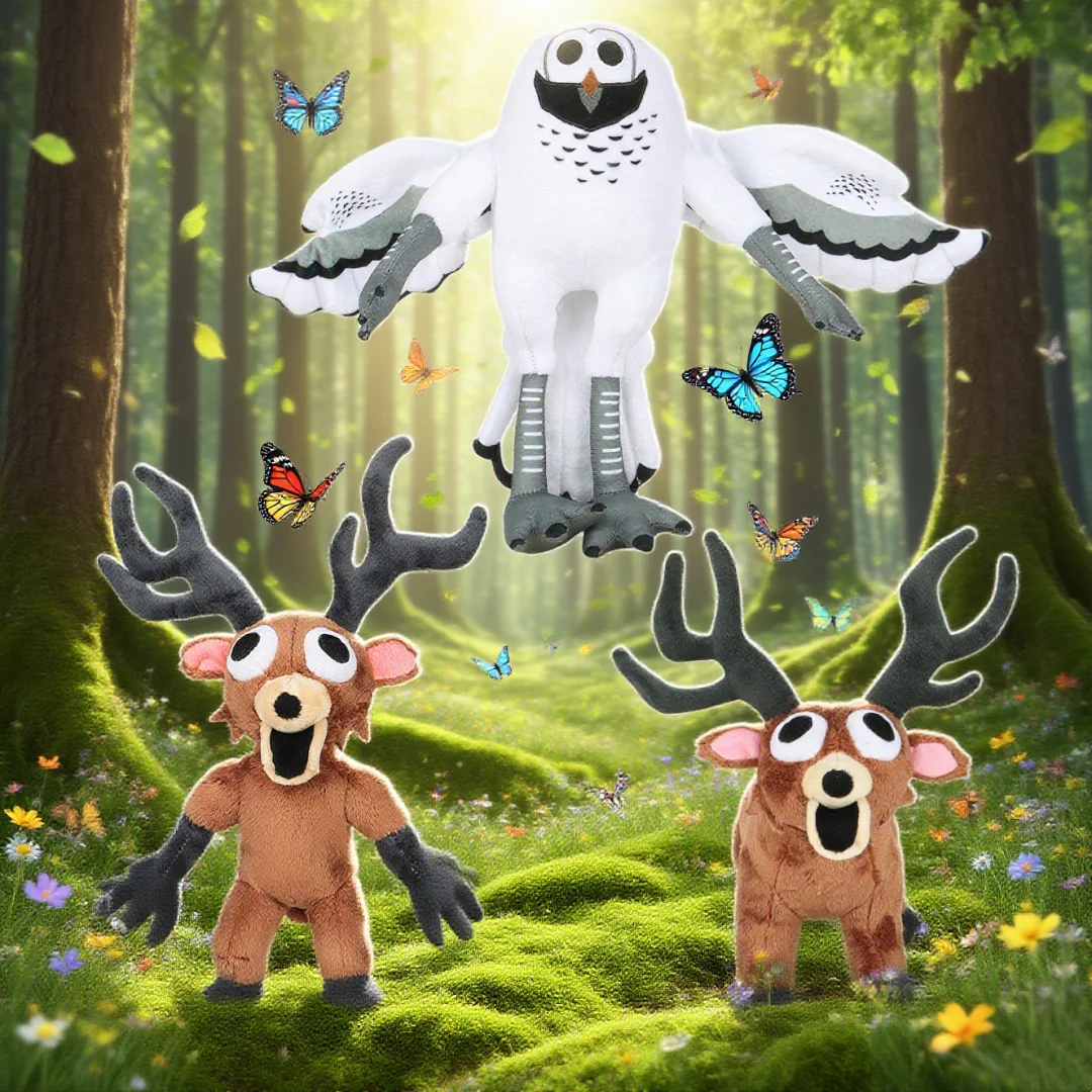 99 Aights In The Forest Deer Plush Game Peripheral 99 Aights Deer and Owl Birthday Xmas Halloween Gift Toys for Kids Home Decor