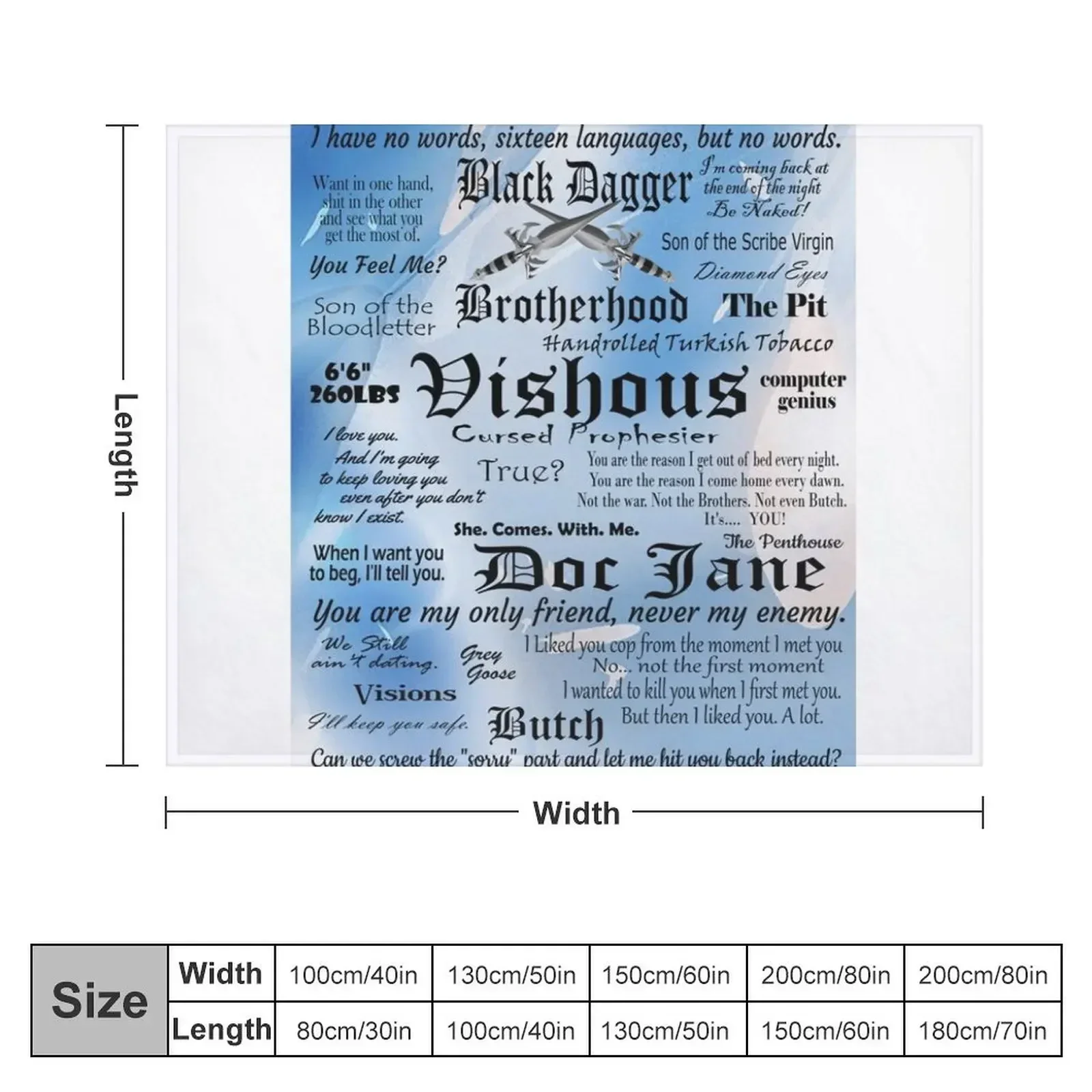 Vishous Black Dagger Brotherhood Throw Blanket Luxury St Designers christmas decoration Blankets