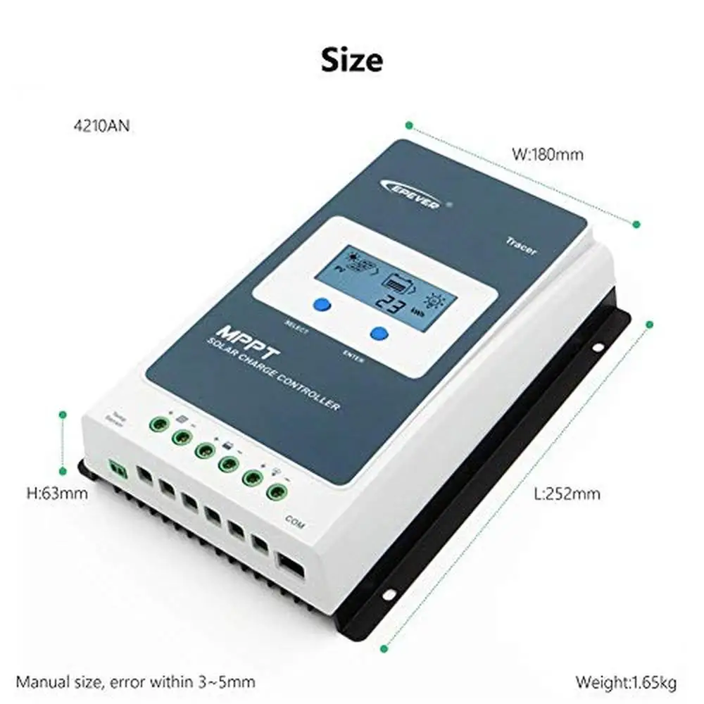 MPPT 태양광 충전 컨트롤러, 12 V, 24V DC 시스템, 전압 3 단계 충전 모드버스 통신 실시간 모니터링, 30A