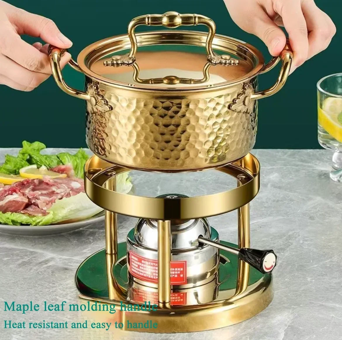 

Hammer shaped small hot pot，Double-flavor hot pot, one person, one pot，304 three layer stainless steel small hot pot