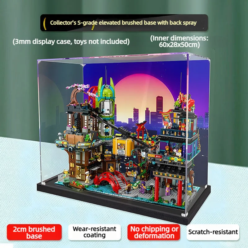 Applicable to Lego 71799 Ninja City Market Acrylic Display Box - Transparent Dustproof Storage Box(Excluding Lego sets)