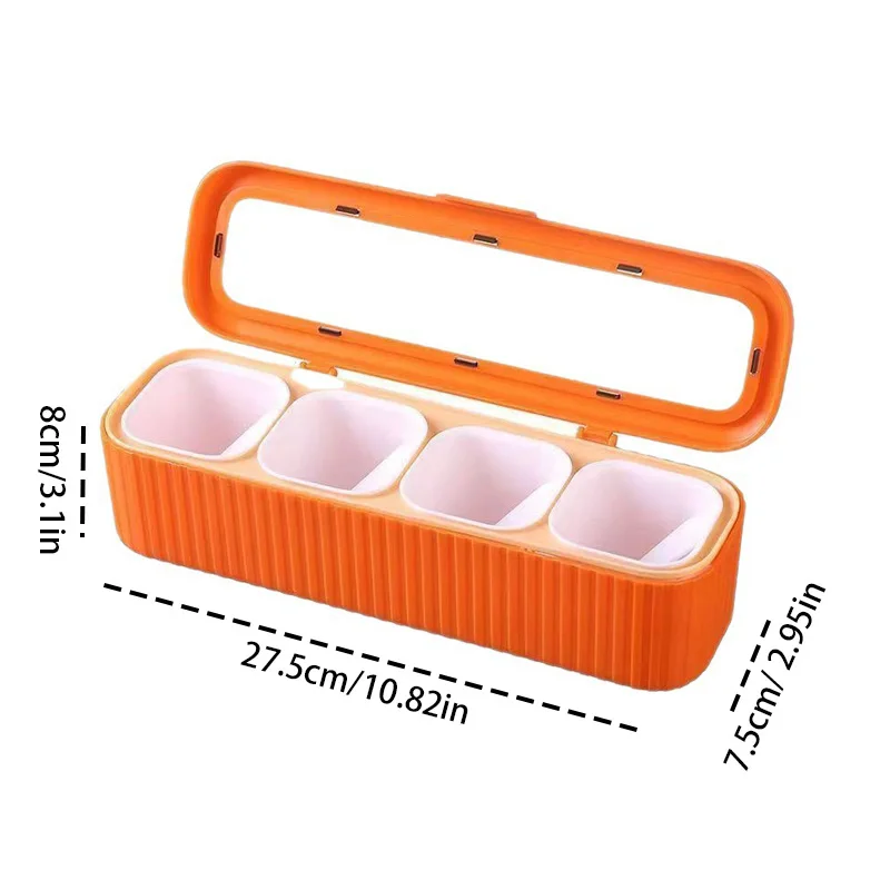 Kitchen Thickened Seasoning Box Household Four-grid Combination Seasoning Salt Tank Pepper Bottle Seasoning Storage Capacitor