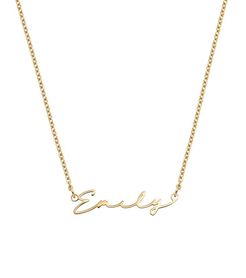 

Signature Name Necklace Name Pendant In Stainless Steel 925 Sterling Silver Personalized Necklace 14K Genuine Gold Gift