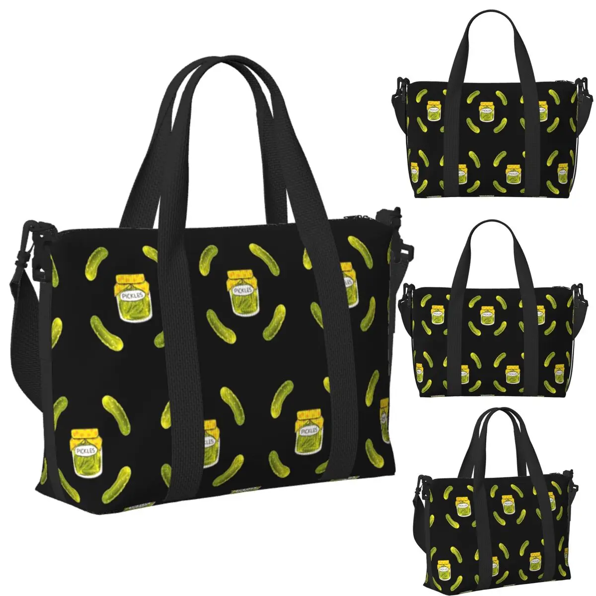 

Custom Pickles Beach Travel Bag Large Capacity Tote Bags for Gym Sport Women Shopping Duffle Shoulder Bag