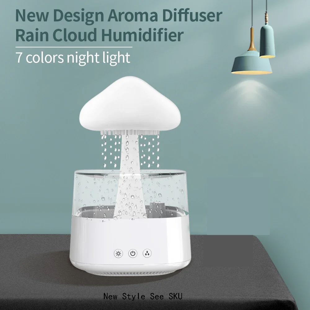 Bluetooth speaker, cloud rain humidifier, colorful mushroom cloud rain drops, aromatherapy, bedroom, study, Christmas gifts