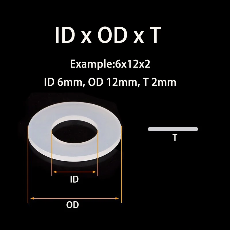 10-100 Pcs Black/White Silicone Washer M2 M2.5 M2.7 M3M4M5M6M8M10M12M16M20 O-ring Silicone Rubber Flat Washer Seal Ring Gasket