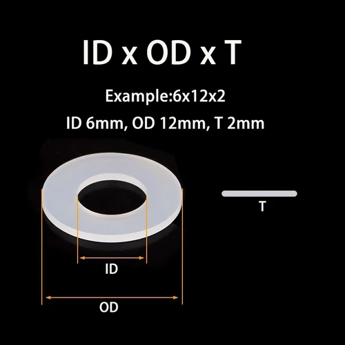 Imagen 2 del producto 10-100 Uds arandela de silicona negra/blanca M2 M2.5 M2.7 M3M4M5M6M8M10M12M16M20 junta tórica de goma de silicona arandela plana junta de anillo de sellado