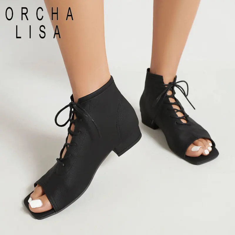 ORCHA LISA ยี่ห้อผู้หญิงรองเท้าแตะสแควร์ Toe ส้น 2 ซม.ลูกไม้ขนาดใหญ่ขนาด 40 41 42 43 แฟชั่นทุกวันรองเท้านุ่มสําหรับสุภาพสตรี