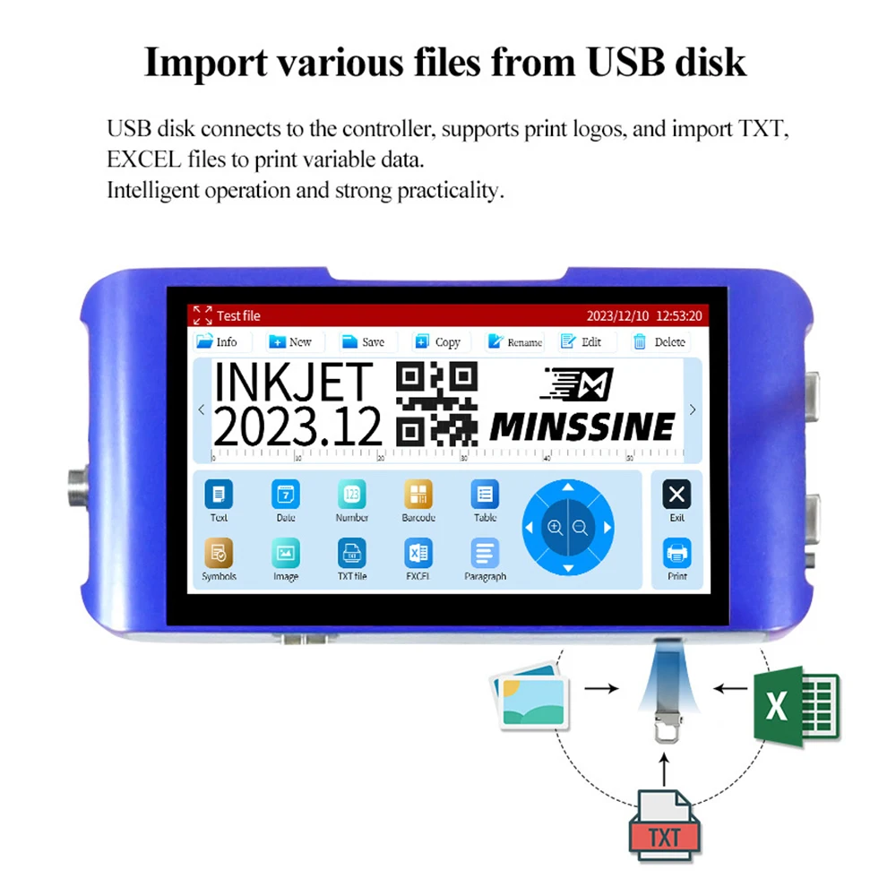 TIJ Industrial Online Inkjet Printer 25.4mm with 7\'\' Screen for QR Barcode Batch Number Logo Expiry Date (Without Cartridge)