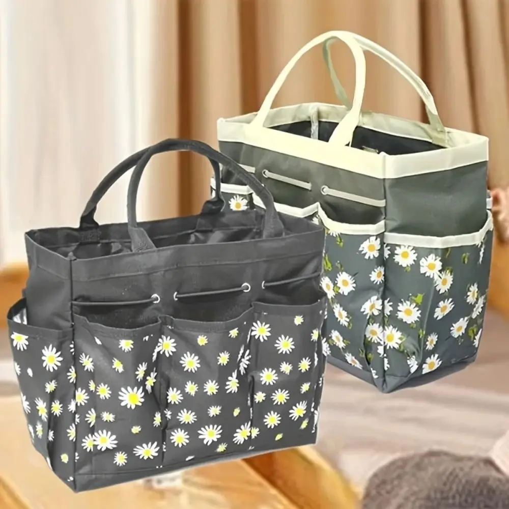 

Large Capacity Garden Tool Storage Bag Oxford Cloth Daisy Print Handheld Tool Kit Pouch with Handle 8 Pockets