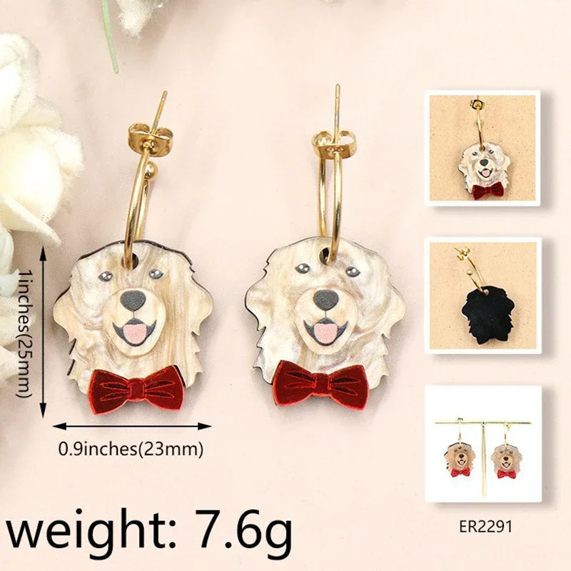 Hot sale of high-quality corgi dog Schnauzer Teddy Acrylic women's earrings Cute animal jewelry earrings