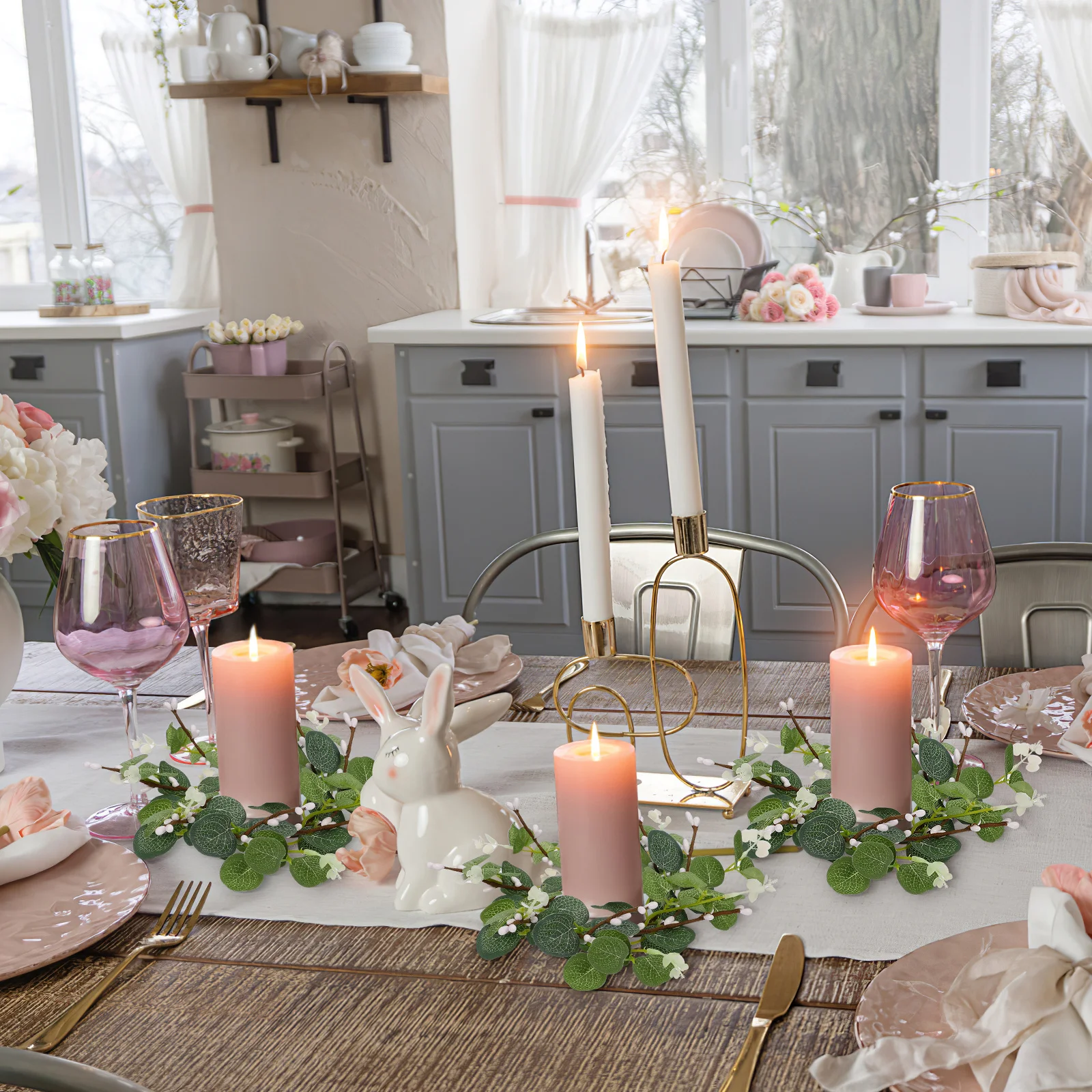 

4pcs Small Wreaths For Table Decor Flower Rings Rings Party Home Decoration Gift Craft Accessory