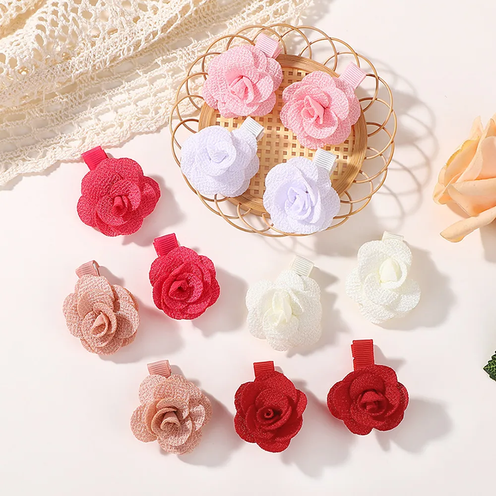 12-teiliges Set Süße Rosenblüten Kleine Haarspangen für Frauen und Mädchen Mini Einfarbige Haarklammern Barrette Kopfschmuck Haaraccessoires