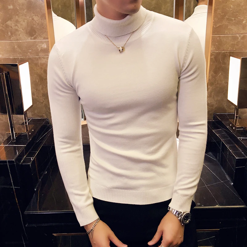 Autumn and Winter New Men's All-match Turtleneck Sweater Slim Men's Casual Pullover Sweater Men Clothing