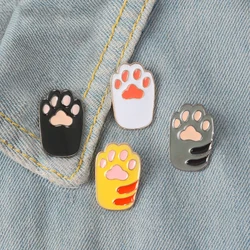 Cat Kitten Paws Enamel pins Cute Cartoon Orange White Black Grey Brooches Pins DIY Badge Gift Jewelry for Girl Kids Cat Fans