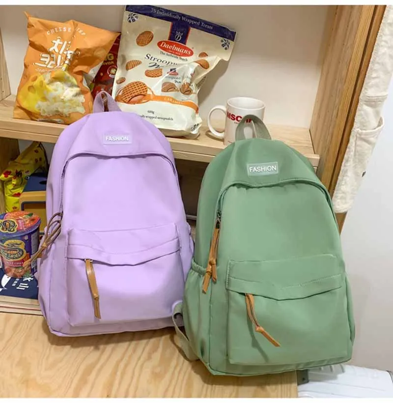 Mochila feminina mochila masculina alta escola estudante mochila ins pequeno fresco e simples estilo moda sacos de cor sólida