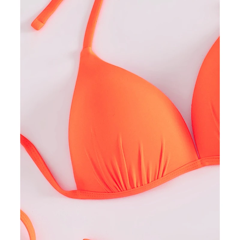 비키니 세트 수영복 여성 섹시 트라이앵글 레이스업 끈 마이크로 비키니 원숄더 드레스 커버업 2025 신상 비치 3피스 수영복