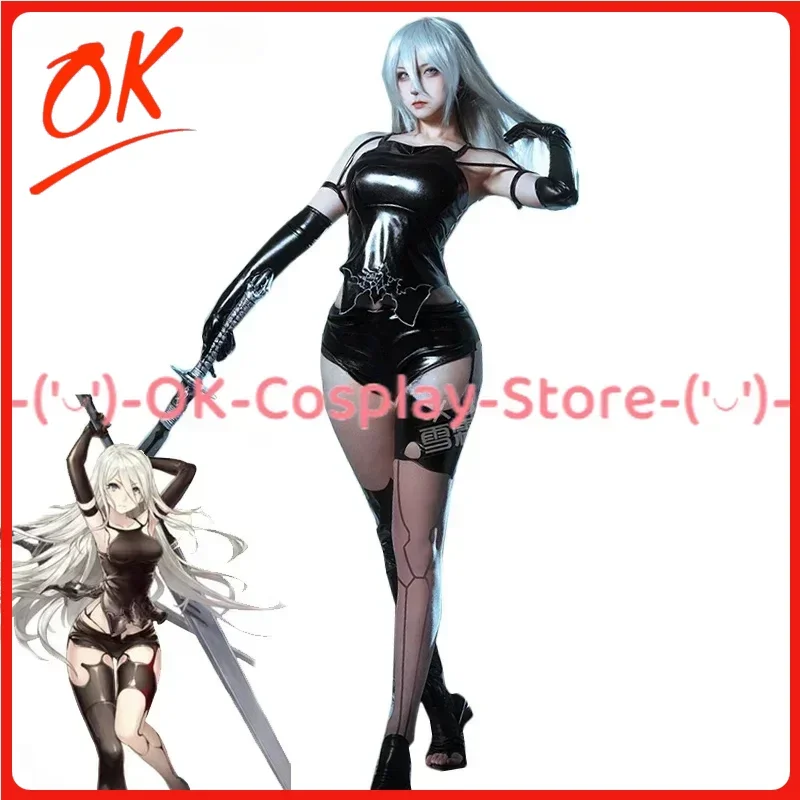 

[Customized] Game NieR:Automata A2 Cosplay Costume Sexy Black PU Suit Top Pants Gloves Halloween Carnival Uniform Anime Clothes