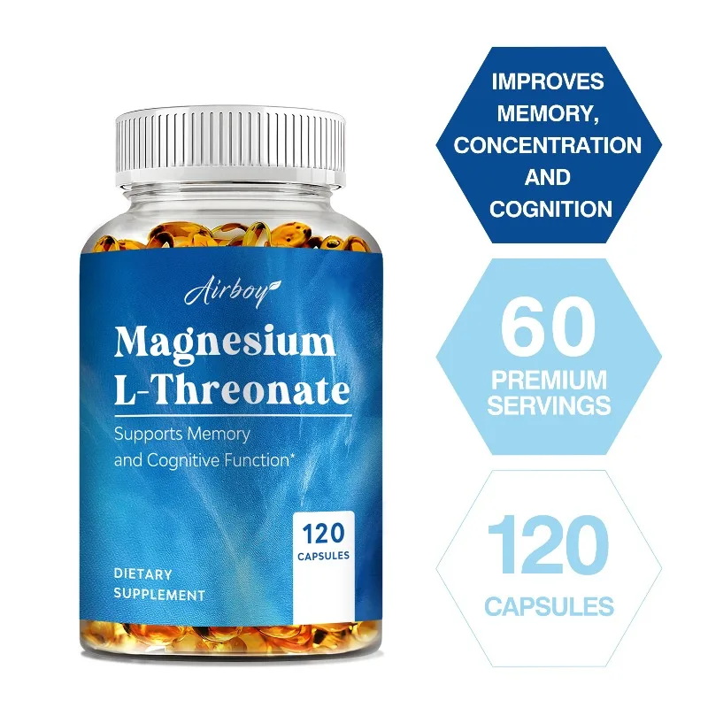 

Magnesium L-threonate Capsules - Support Brain Health and Cognitive Function, Improve Sleep Quality and Nerve Stability
