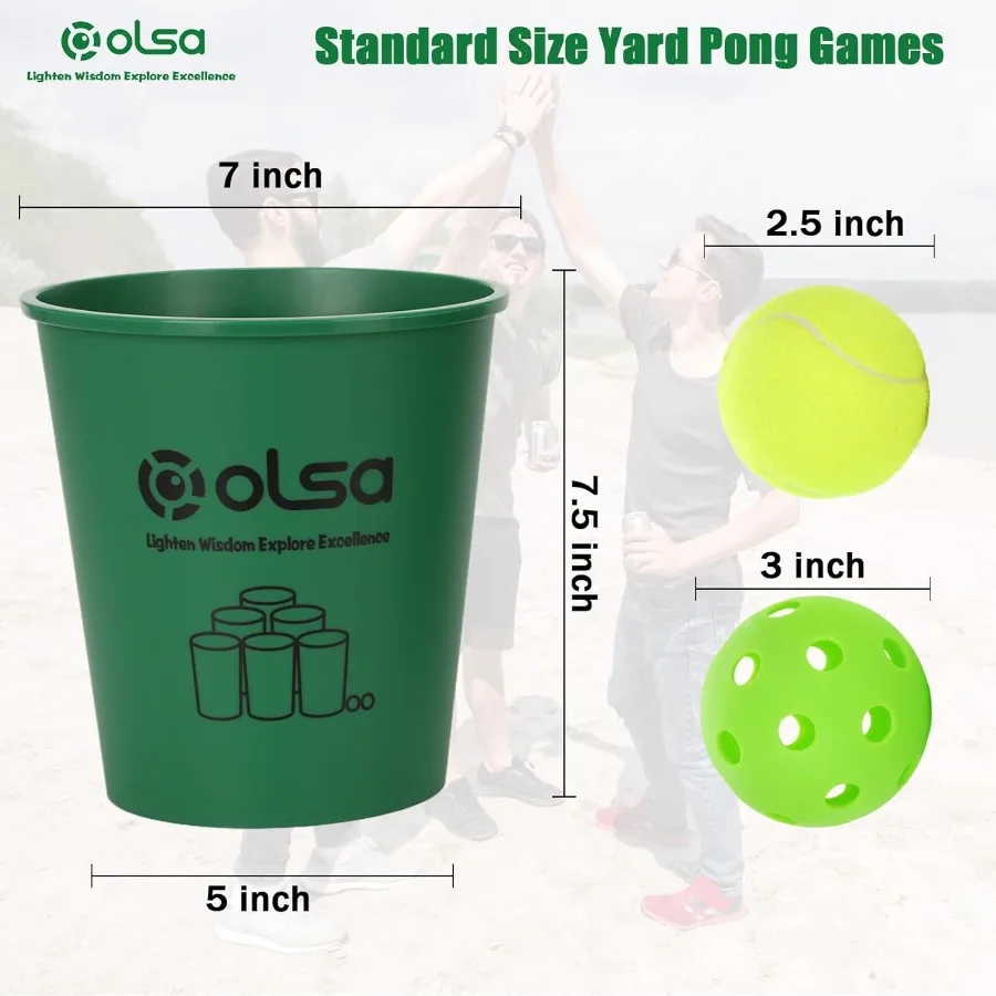ألعاب جاينت يارد بونج الخارجية، لعبة عائلية رمي مع 12 دلوًا، كرات وحقيبة حمل القوة لألعاب حديقة الشاطئ في الفناء من أجل Adu