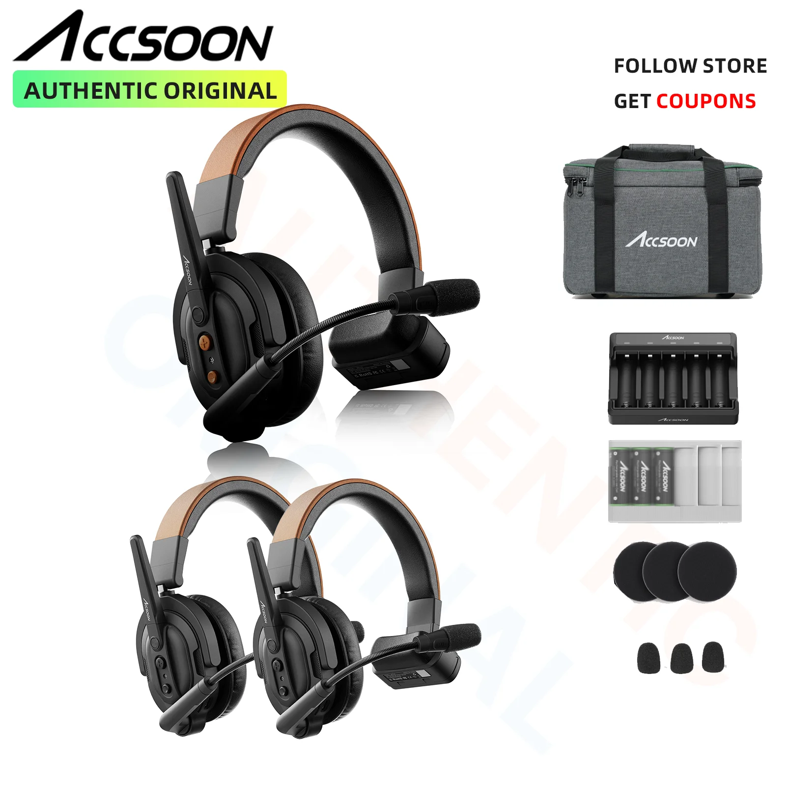 Sistema citofonico wireless Cuffie di comunicazione Microfono wireless 30 ore + tempo di standby Accsoon CoMo SE MIC03 1V2 2.4G