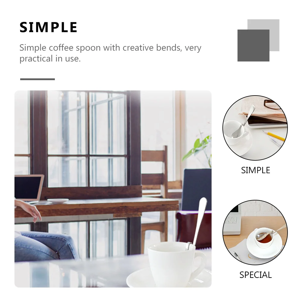 

2Pcs Stainless Steel Coffee Spoon Creative Bends Hanging Spoon Premium Material Rustproof for Home Office Bar Events
