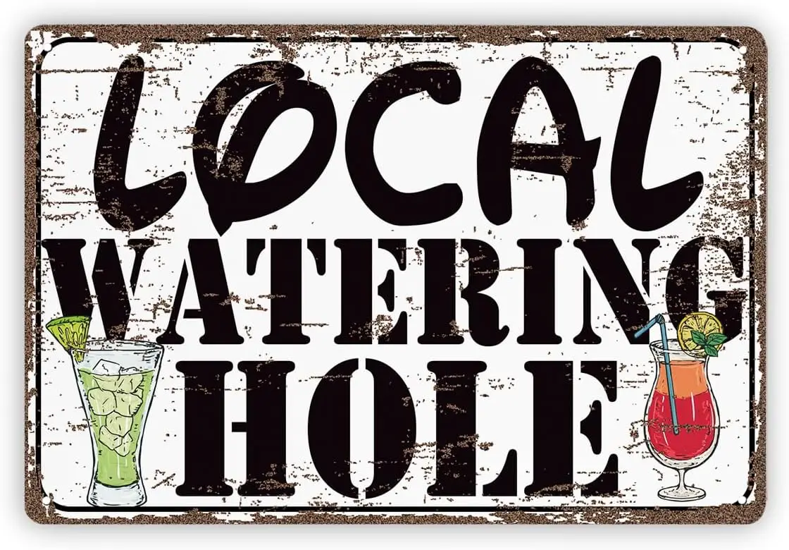 Vintage Bar Decor, Local Watering Hole Sign, Street Metal Signs, Wine Bar Decor, Pub Decors, Decorative Wooden Wall Plaque, Vint