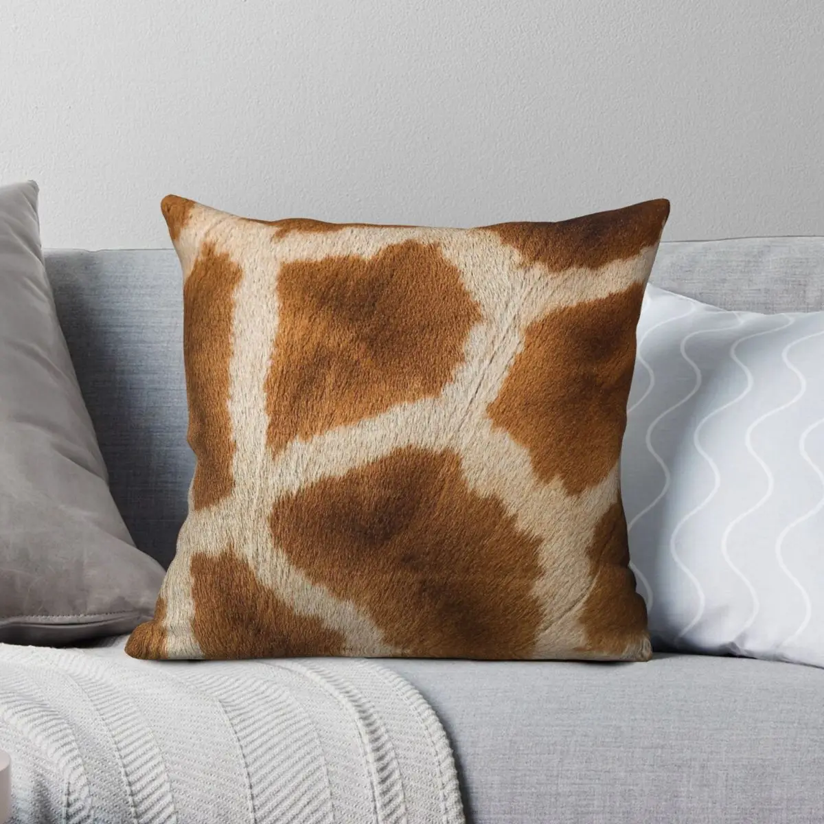 Giraffe Skin African Animal Pillowcase Polyester Linen Velvet Pattern Zip Decorative Pillow Case Bed Cushion Cover 45x45