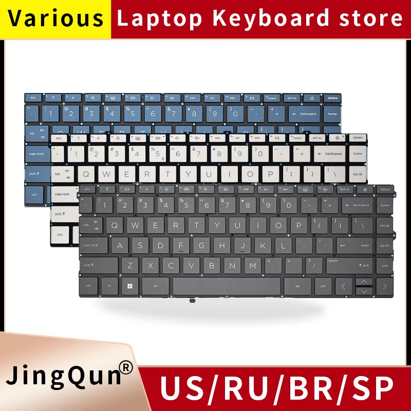 US/RU Russian Keyboard For HP Pavilion X360 14-DV 14-DW 14M-DW TPN-Q244 I137 Laptop Silver Keycaps L85716 L96519-061