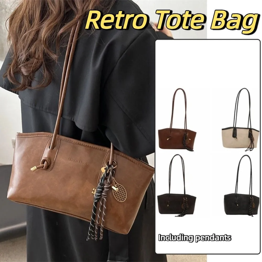 

Trendy Vintage Korean Style Bag Large Capacity Underarm Retro Tote Bag Handbag Armpit PU Leather Bag Unisex