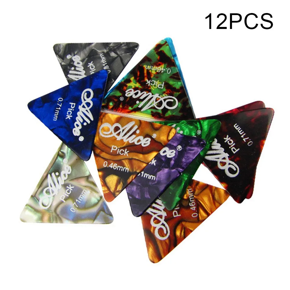 Celluloid Guitar Picks 12pcs Alice Large Triangle Guitar Picks Plectrums Thin Heavy Acoustic Electric Guitar Accessories