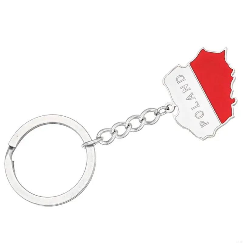 L21E Exquisite Poland Keyring Long Lasting Poland Map Keychain Non Fading Steel Holder for Travelers