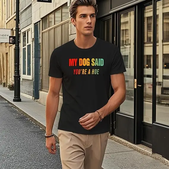 �Mein Hund hat gesagt: Du bist eine Schlampe“ – Grafik-T-Shirt für Damen und Herren, Y2K, lustig, „Don't Let The Old Man in Us“-Flaggen-Spruch-T-Shirt, Neuheit, Geschenk, Oberteile – Detail 11