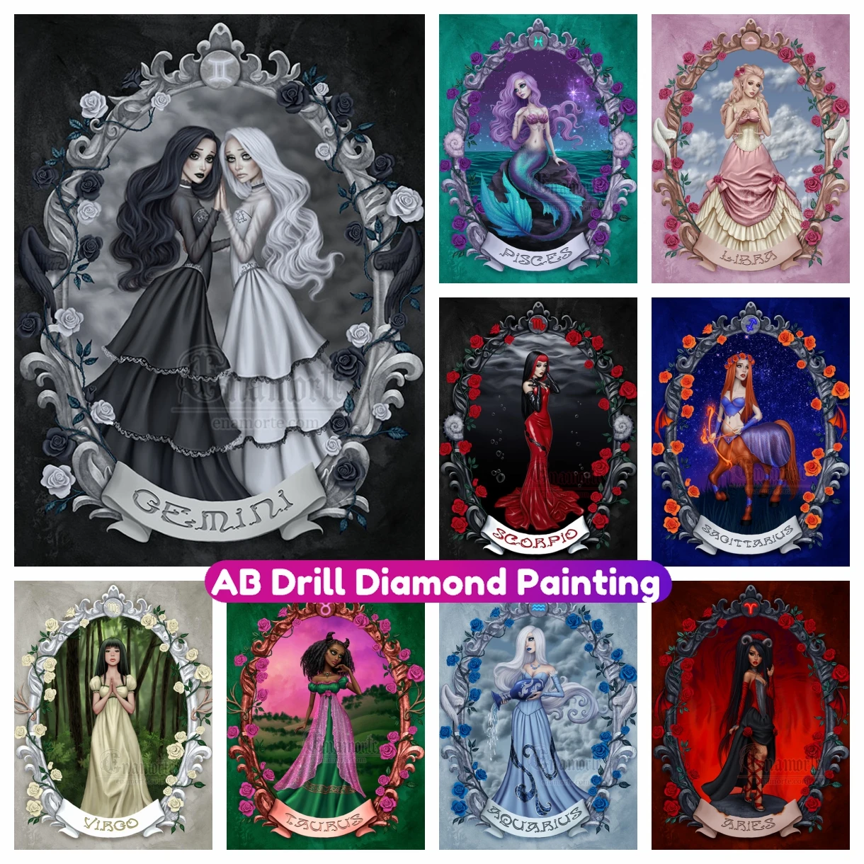 

Sad Zodiac Diamond Painting New Home Decor Princess Portrait Art 5D DIY Full AB Drill Cross Stitch Kit Mosaic Embroidery Gift