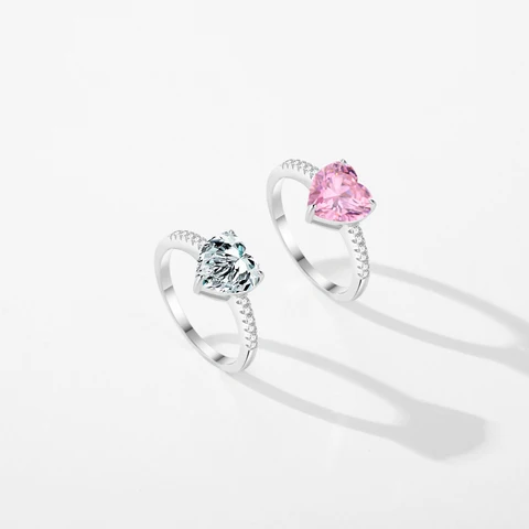 Серебряное кольцо Модиан с розовым сердцем — изображение товара