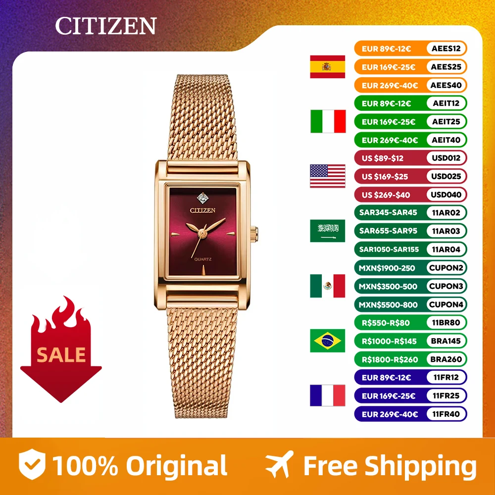 CITIZEN Original  Japan women watch  JuicyTint series fashion trend business leisure quartz watch square women's watches